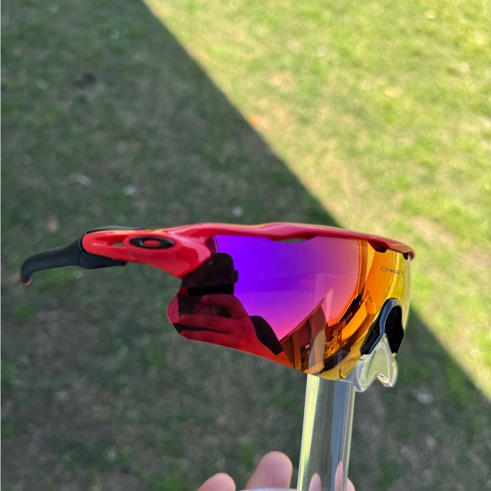 Oakley Red Sports Sunglasses with Multicolor Lenses